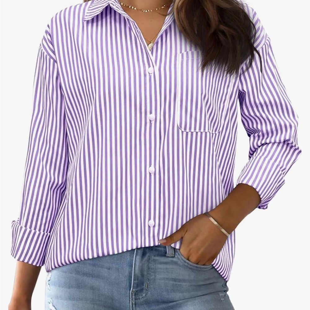 Lavender Striped Button Down Shirt